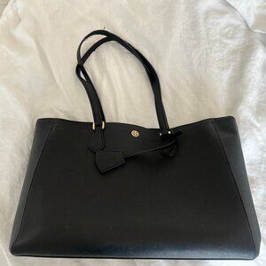Tory Burch Emerson Leather Large Tote Bag - Black